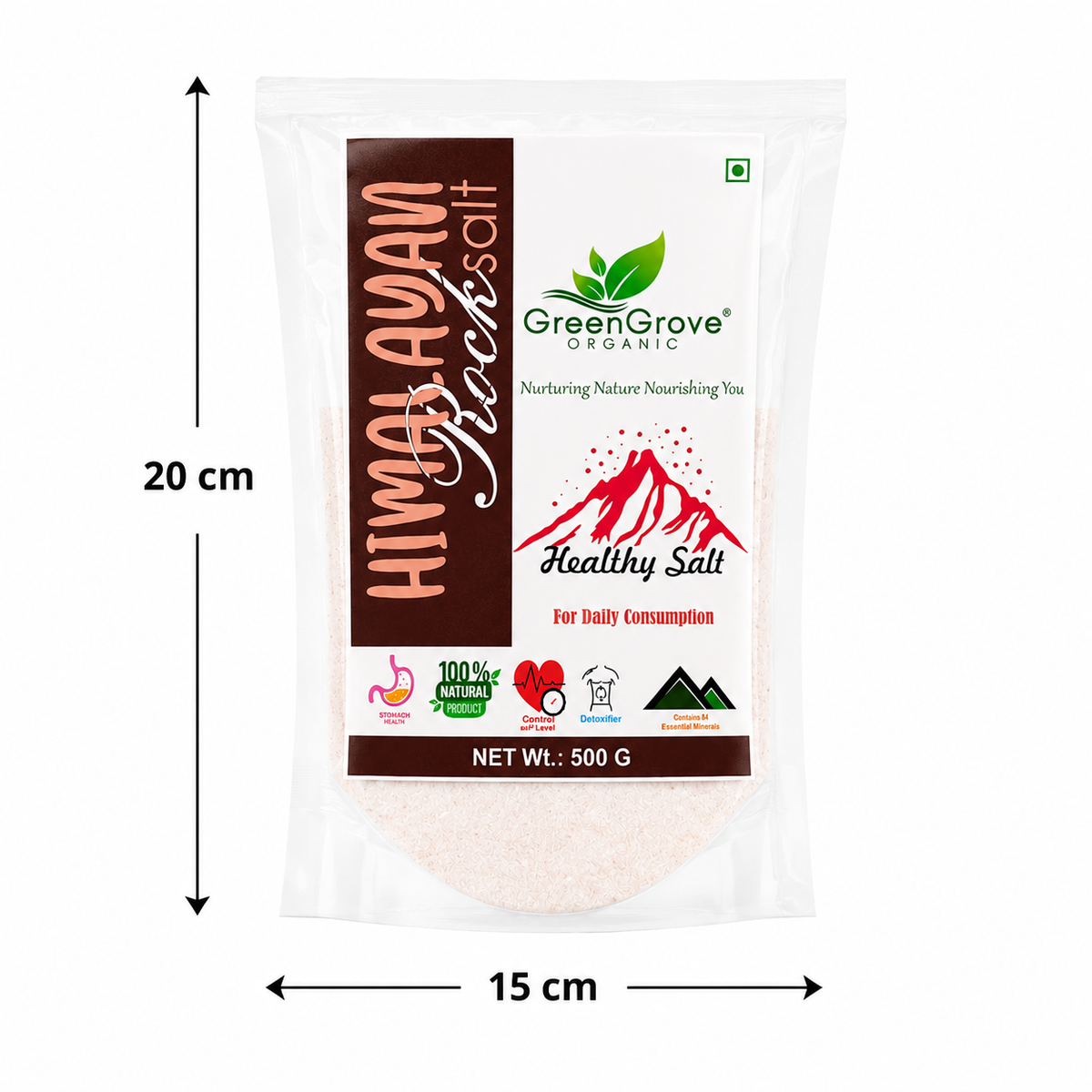 GreenGrove Organic Himalyan Rock Salt (500 GM) (PACK OF 4)