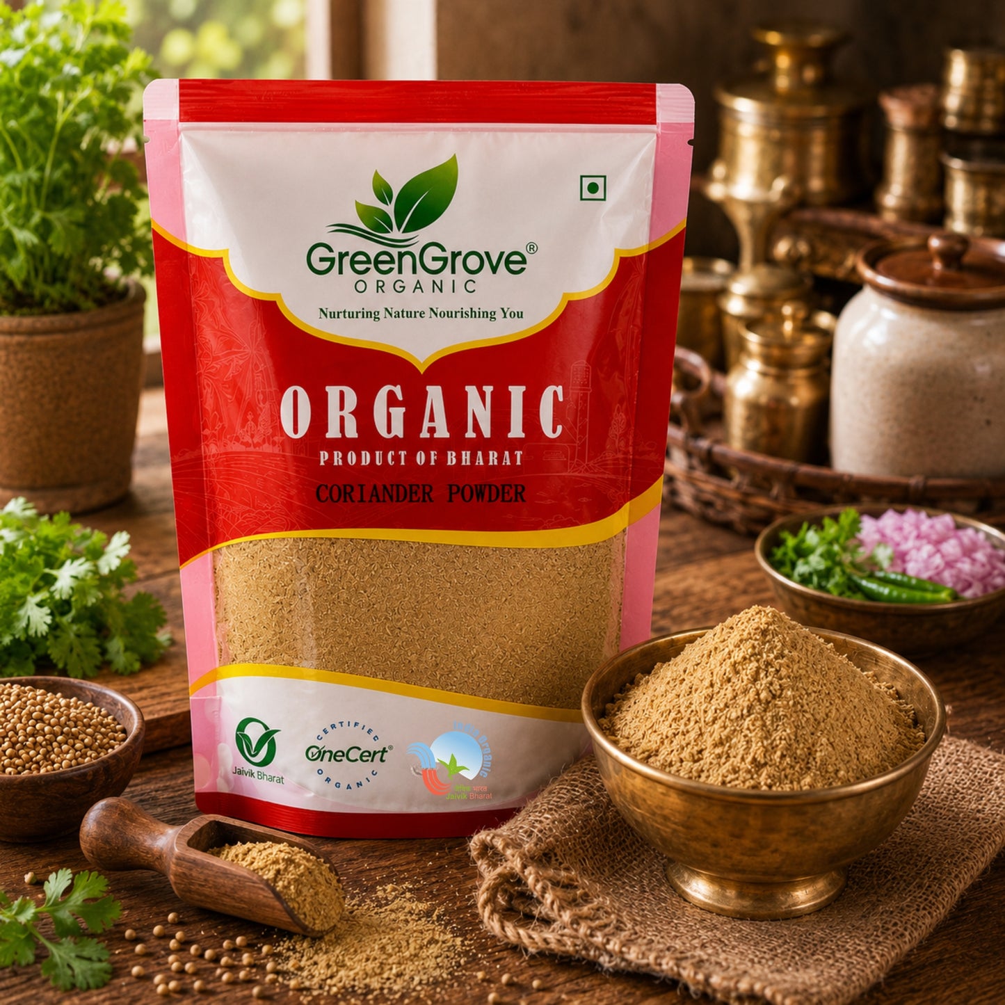 GreenGrove Organic Coriander Powder (250 GM) (PACK OF 2)