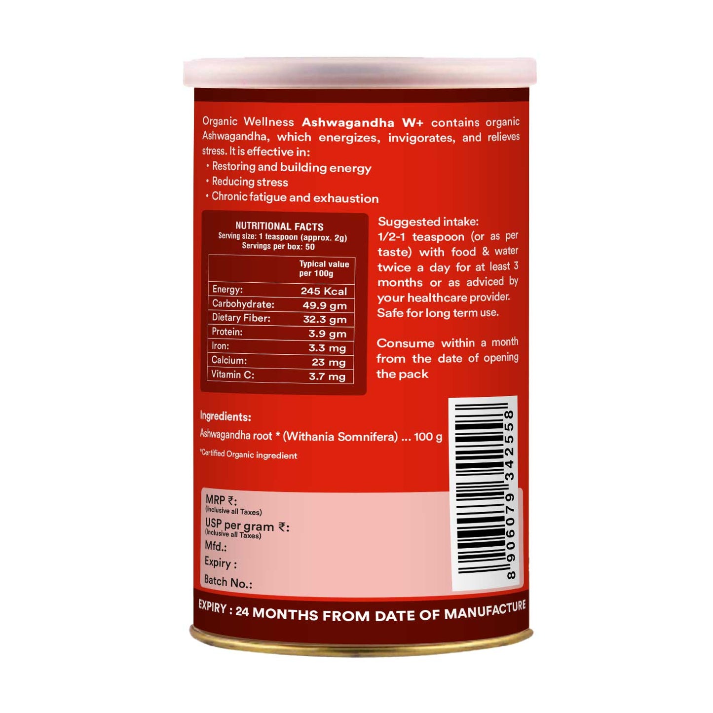 Organic Wellness Ashwagandha W+ Powder