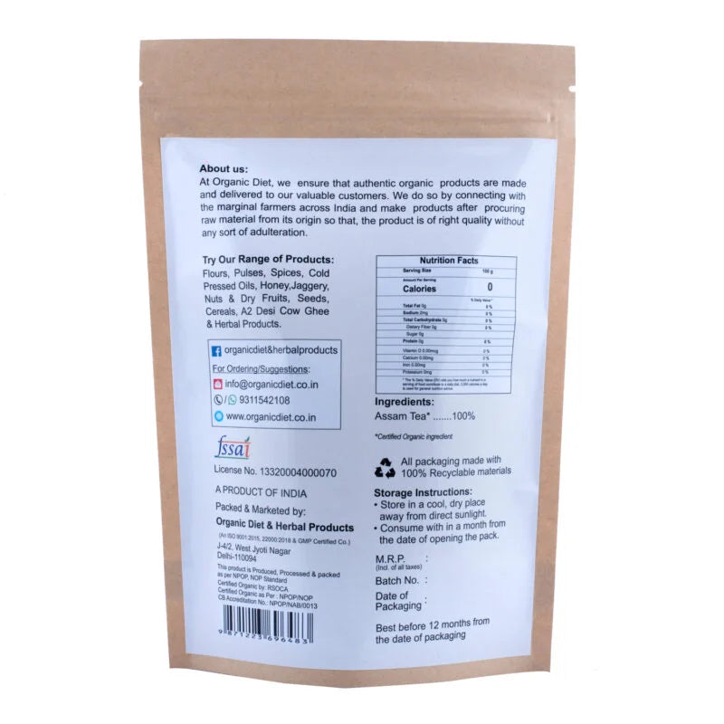 Organic Diet Assam Tea (CTC)