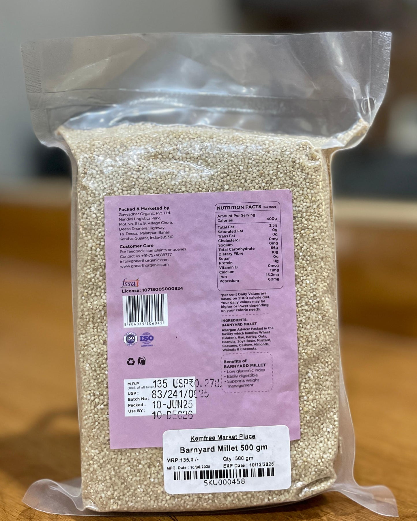GoEarth Organic Barnyard Millet 500 GM