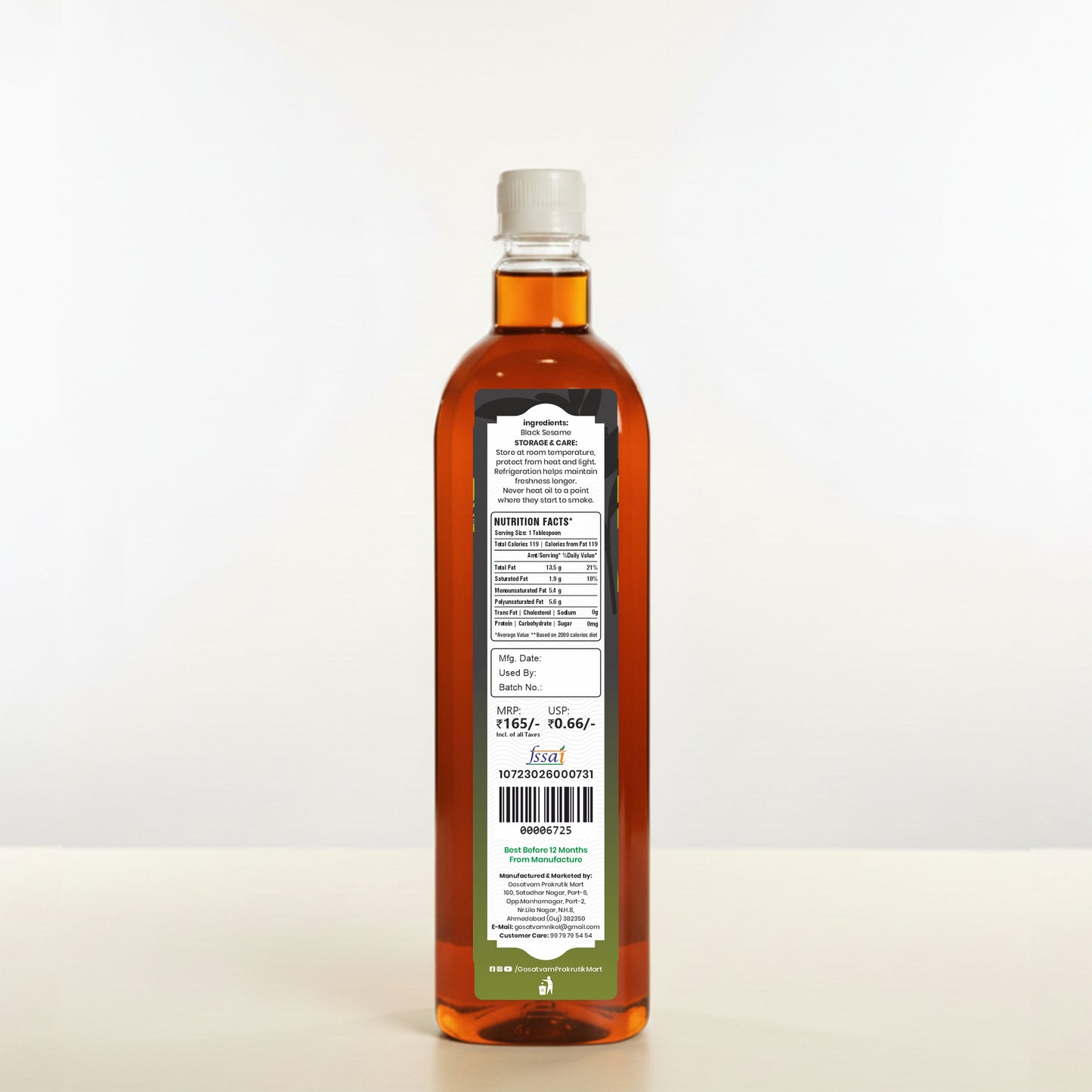 Gosatvam Prakrutik Mart Black Sesame Oil 250 ML