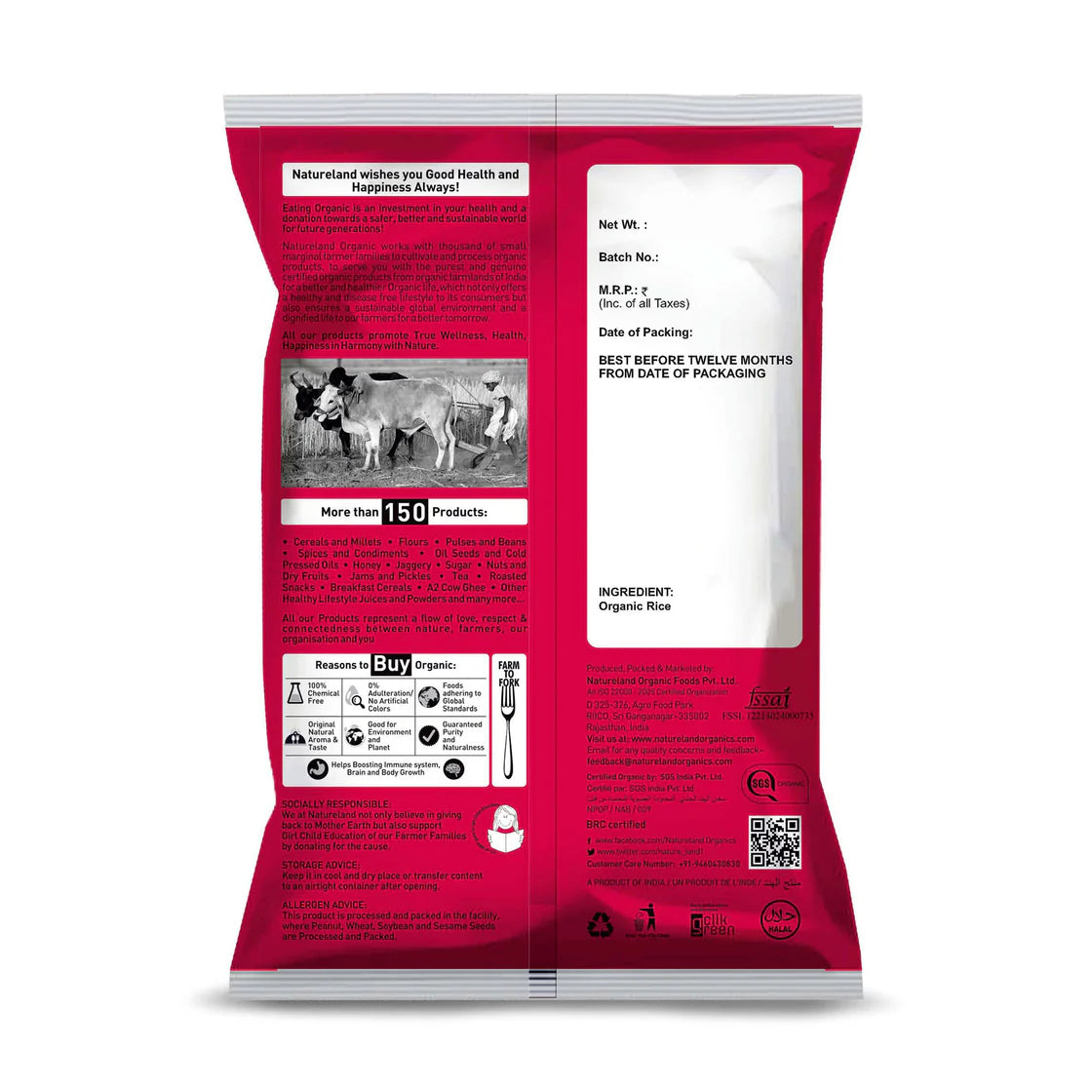 Natureland Organics Brown Rice Premium 1 KG
