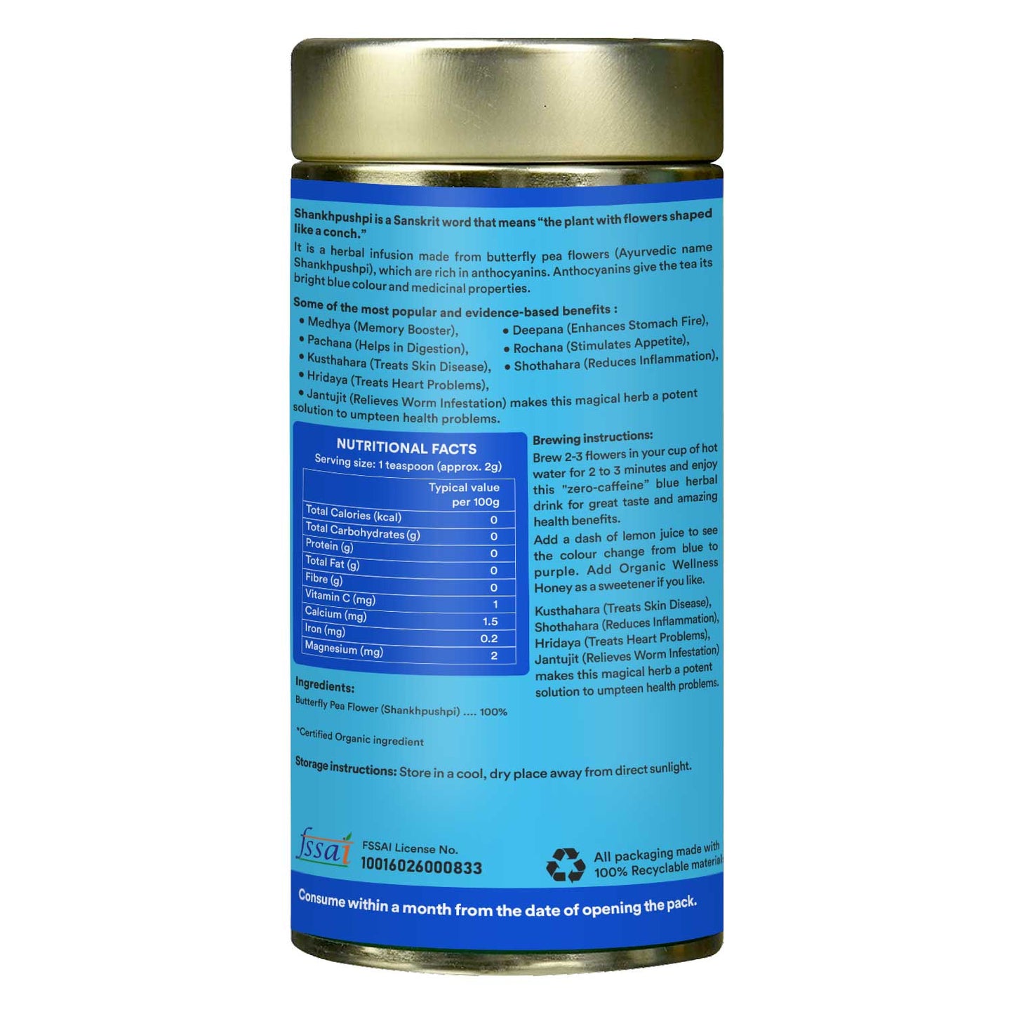 Organic Wellness Butterfly Pea Shankhpushpi Tea