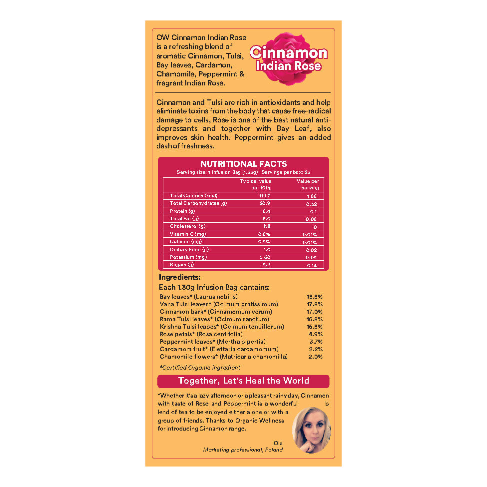 Organic Wellness Cinnamon Indian Rose Tea