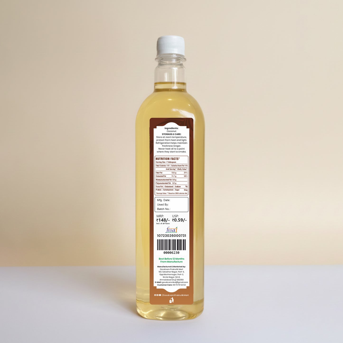 Gosatvam Prakrutik Mart Coconut Oil 250 ML