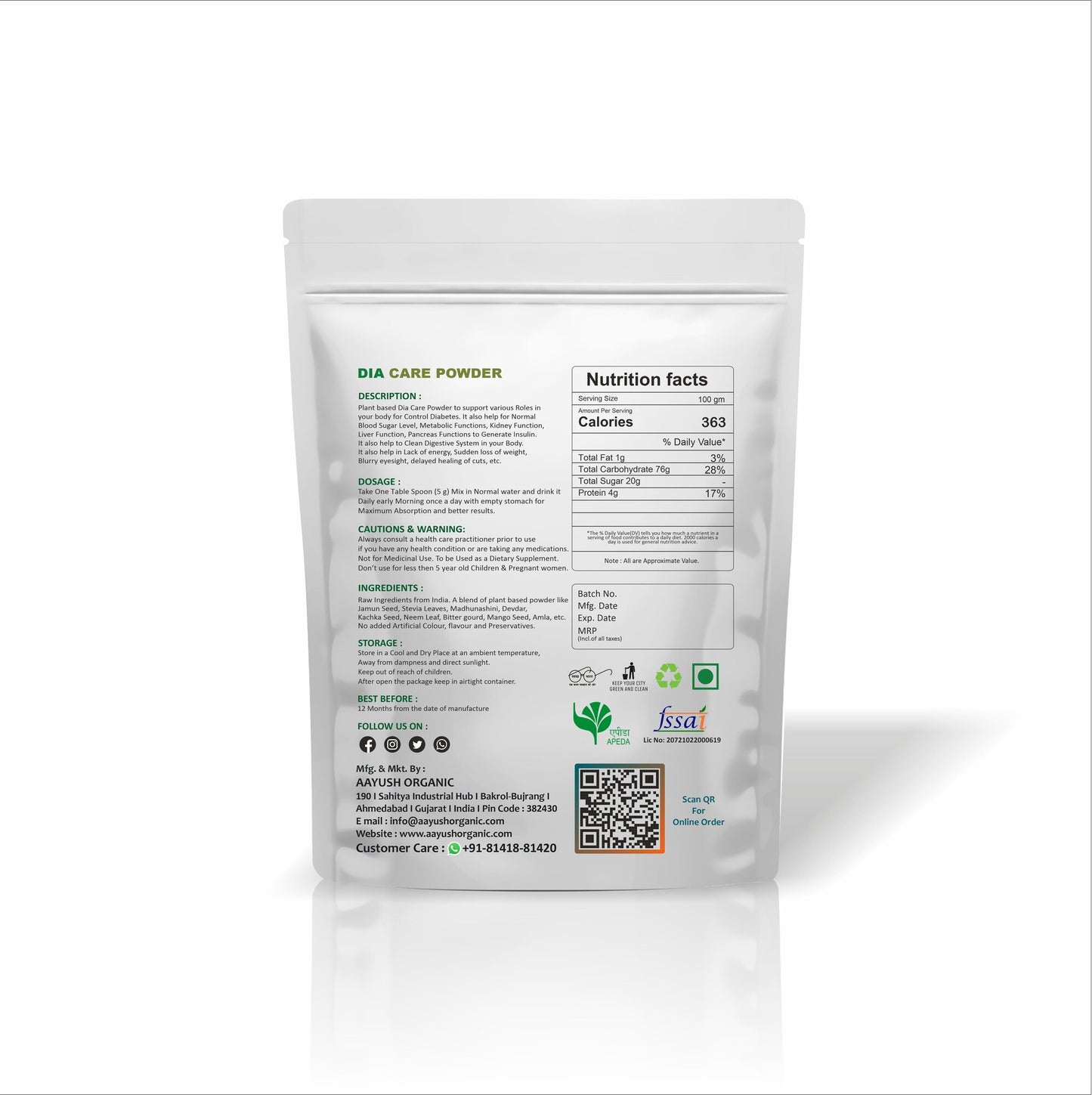 Aayush Organic Dia Care Powder
