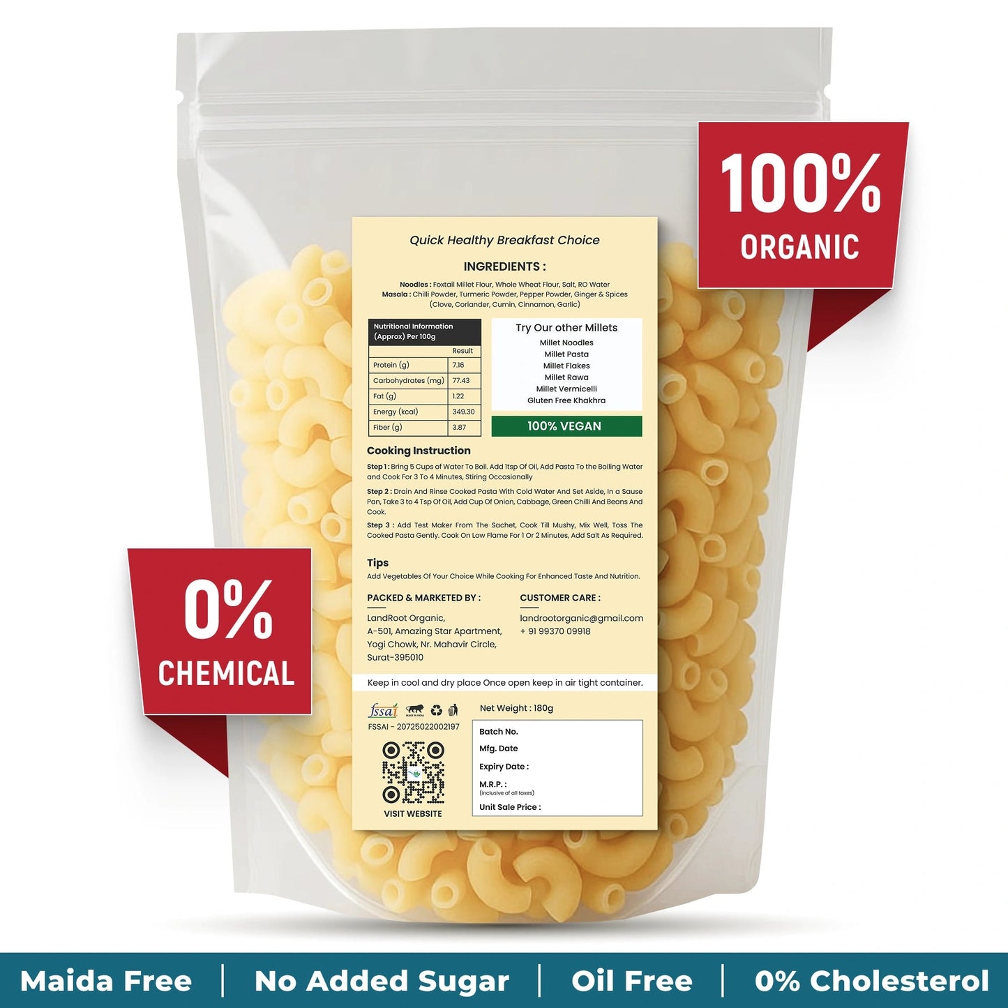 LandRoot Organic Kodo Millets Pasta