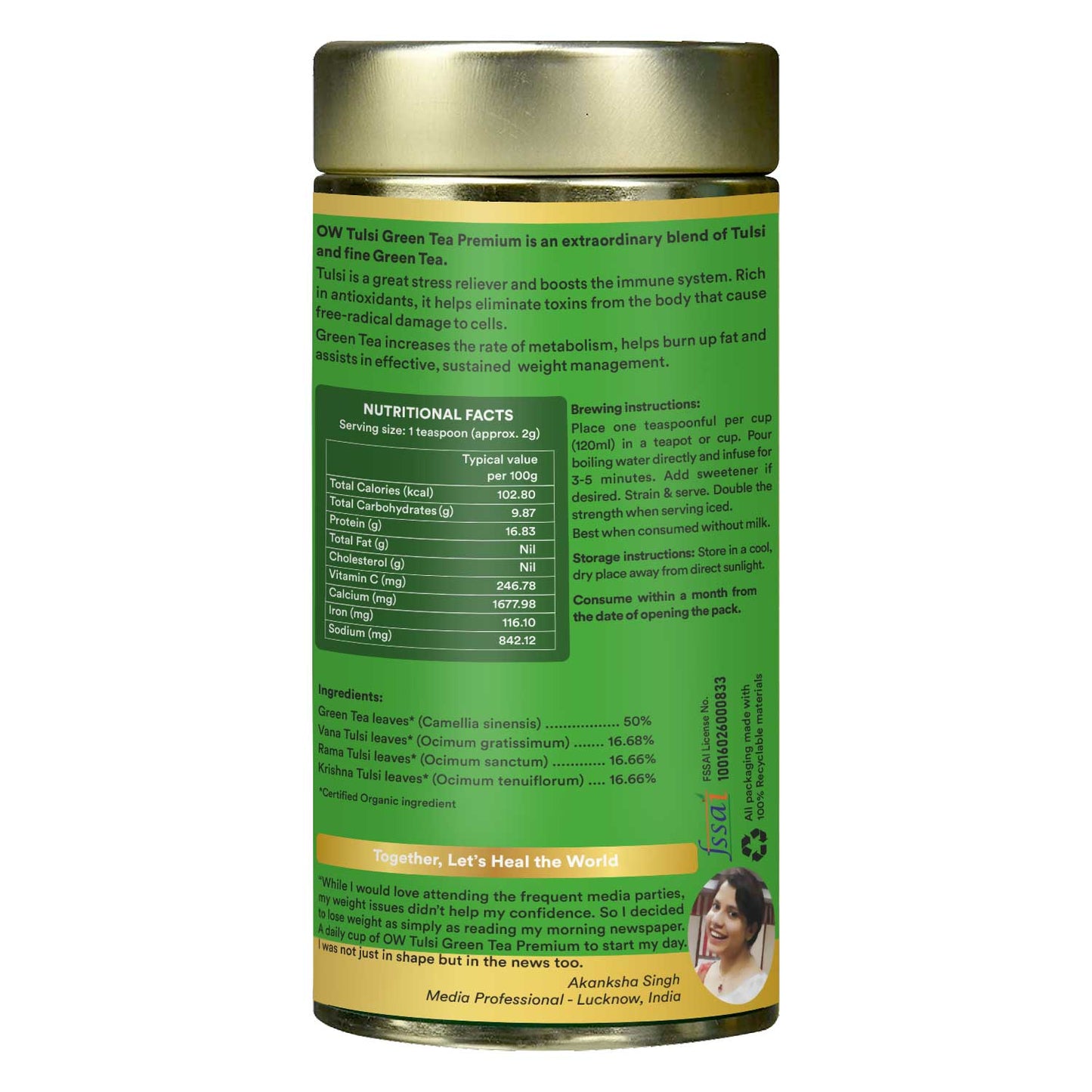 Organic Wellness Tulsi Green Tea Premium