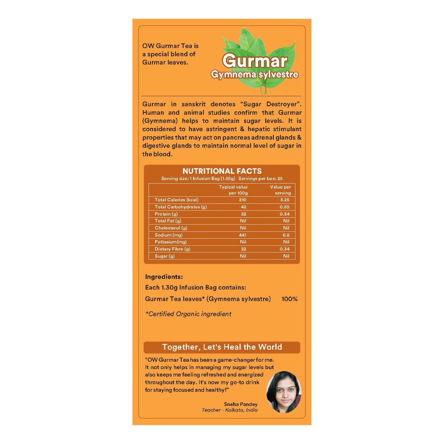 Organic Wellness Gurmar Gymnema Sylvestrev Tea