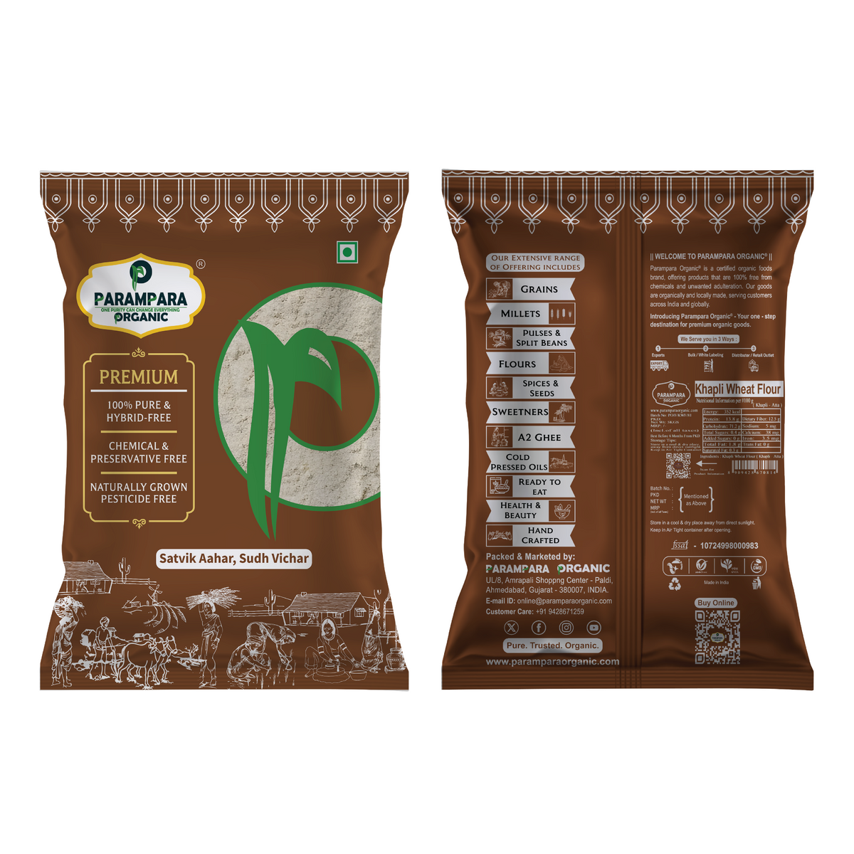 Parampara Organic Khapli Wheat Flour (Khapli Atta)