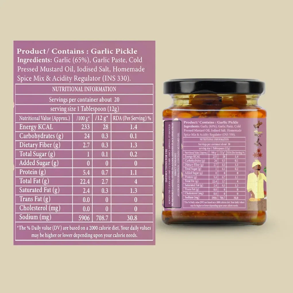 Organic Nation Lahsun Achari Twist (Garlic Pickle) (250 GM)