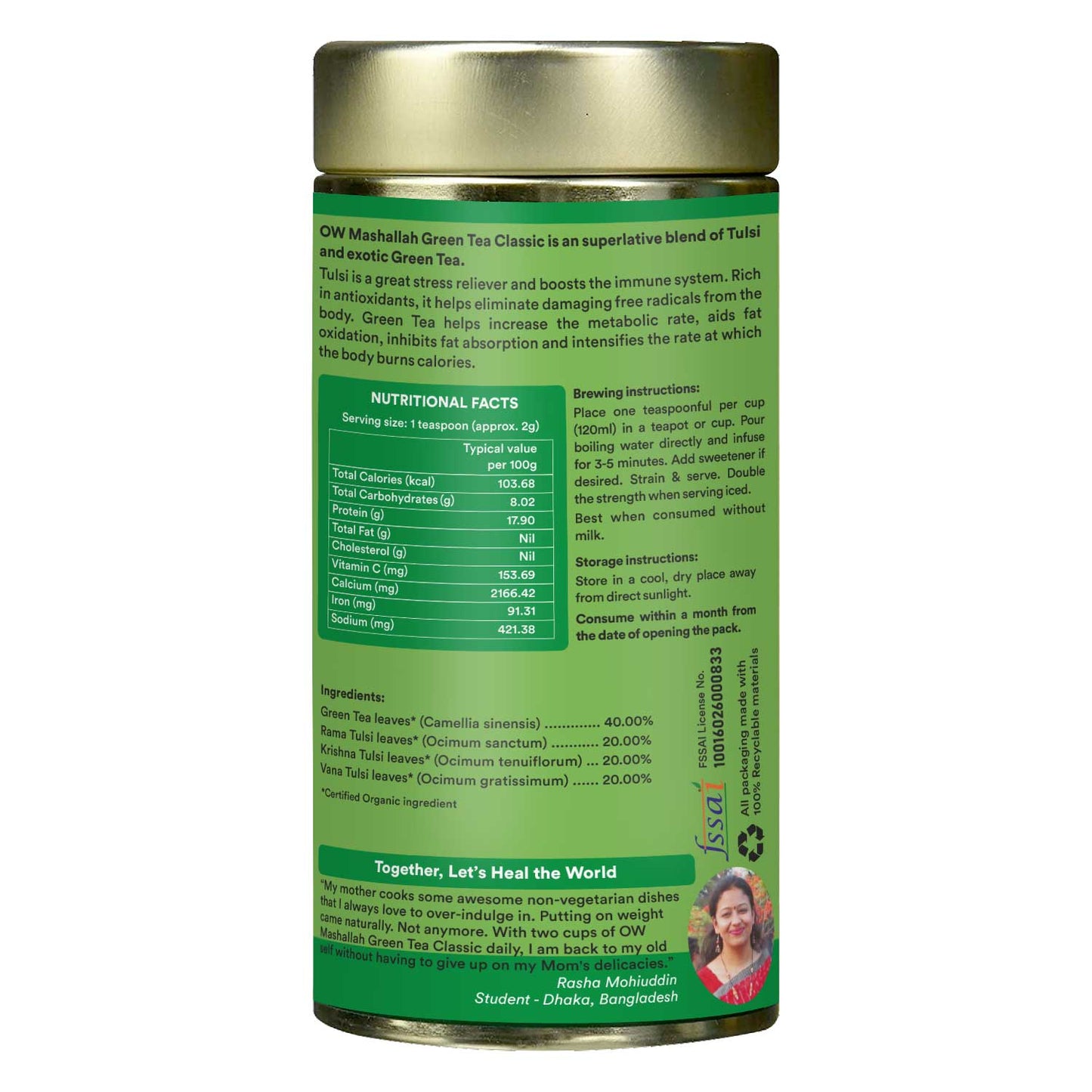 Organic Wellness Mashallah Green Tea Classic