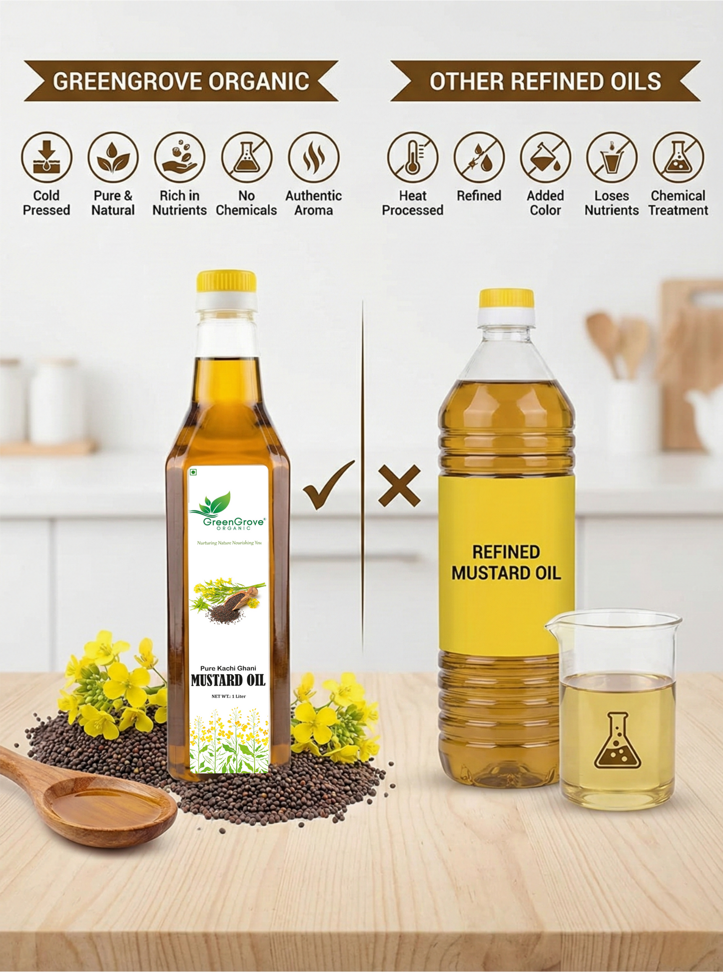 GreenGrove Organic Black Mustard Oil (1 L)