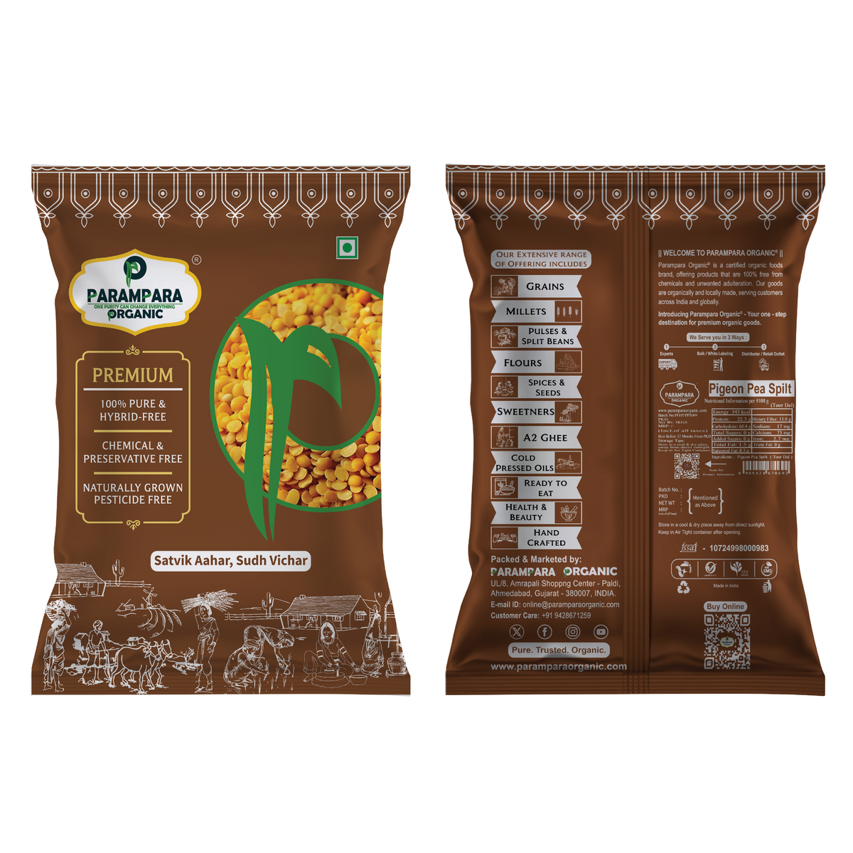 Parampara Organic Pigeon Pea Split (Toor Dal)