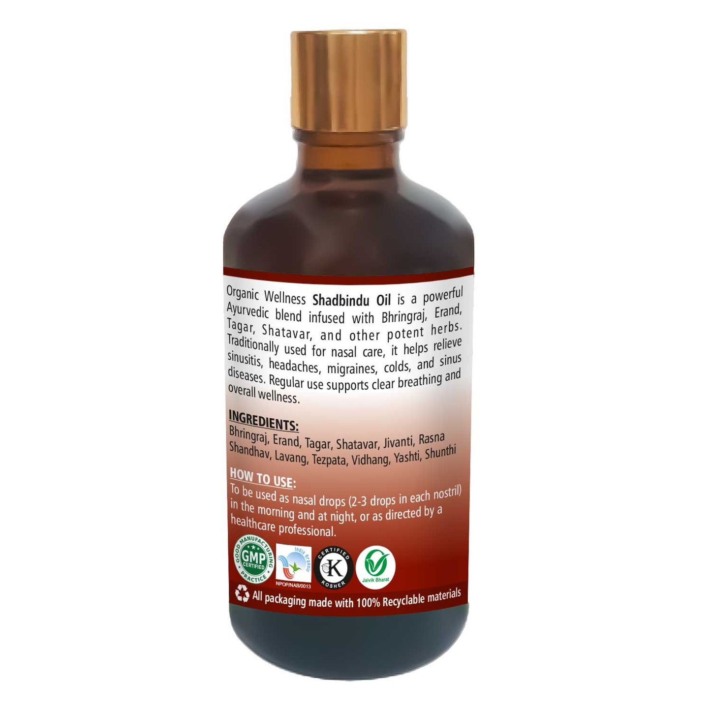 Organic Wellness Shadbindu Oil Sinusitis Relief (100 ML)