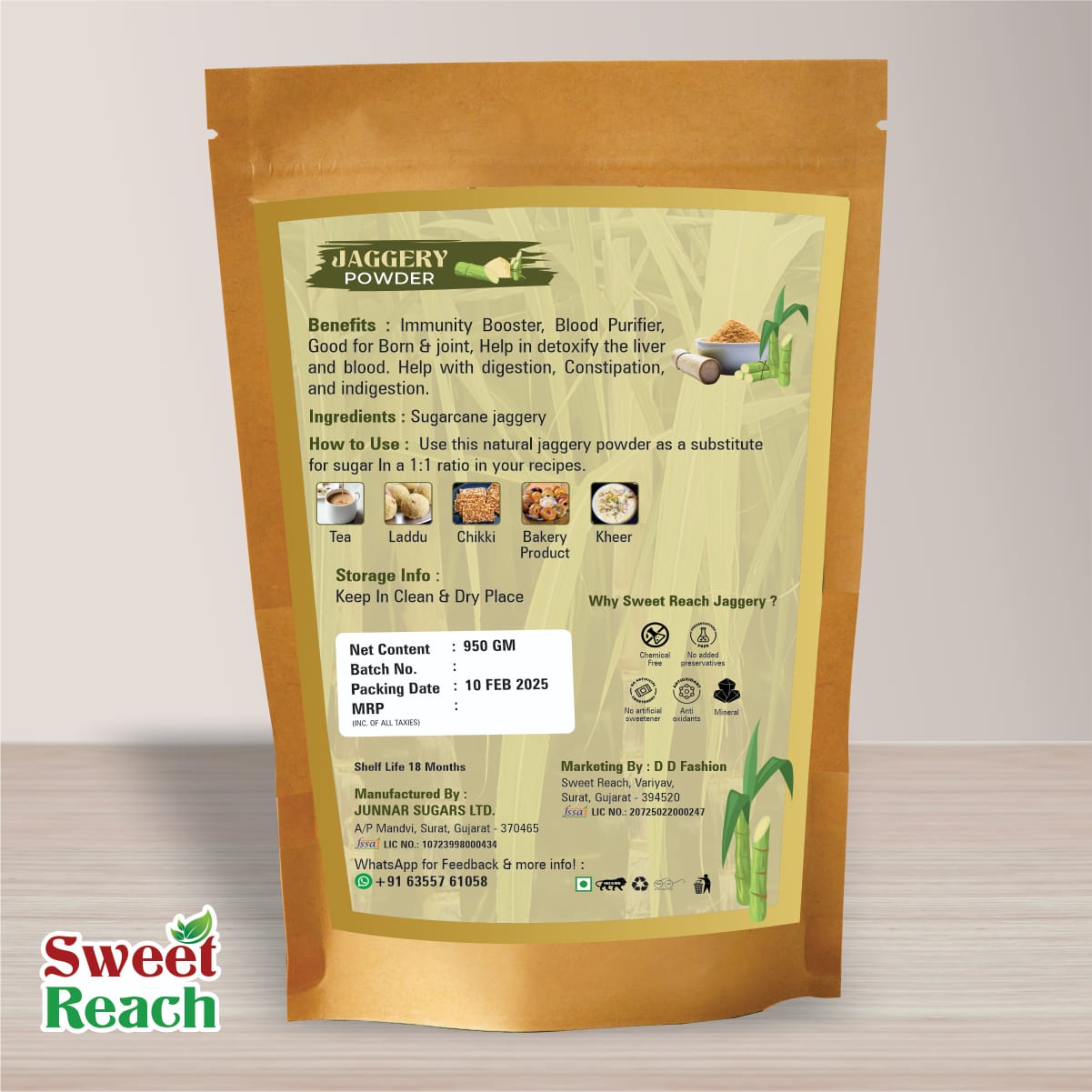 Sweet Reach Organic Jaggery Powder