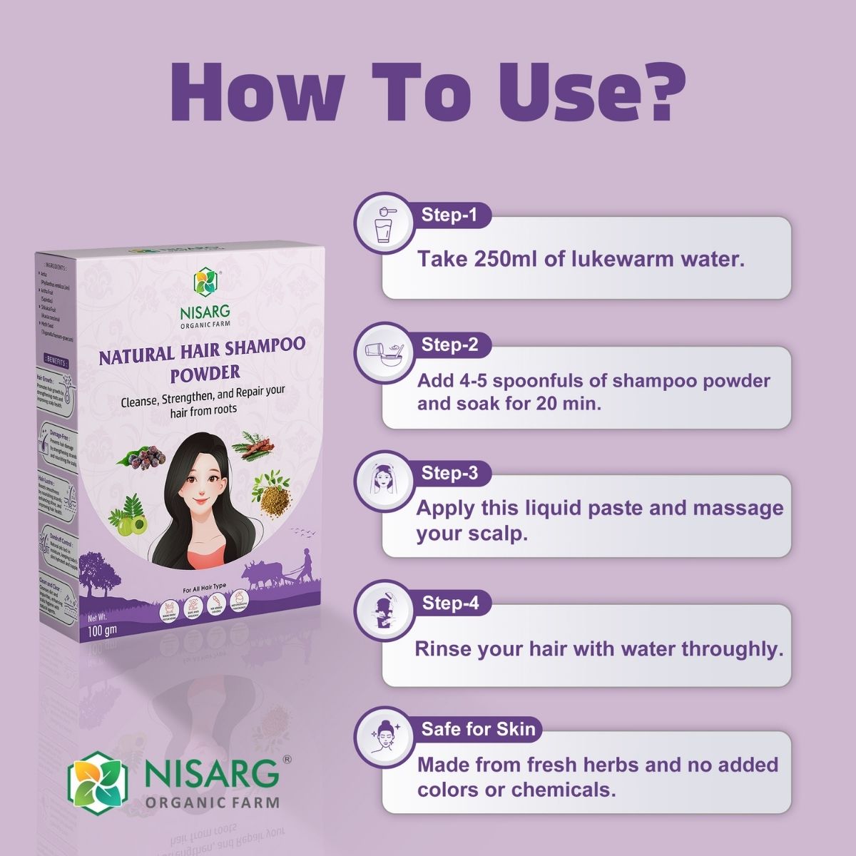 Nisarg Organic Farm Natural Hair Shampoo Powder
