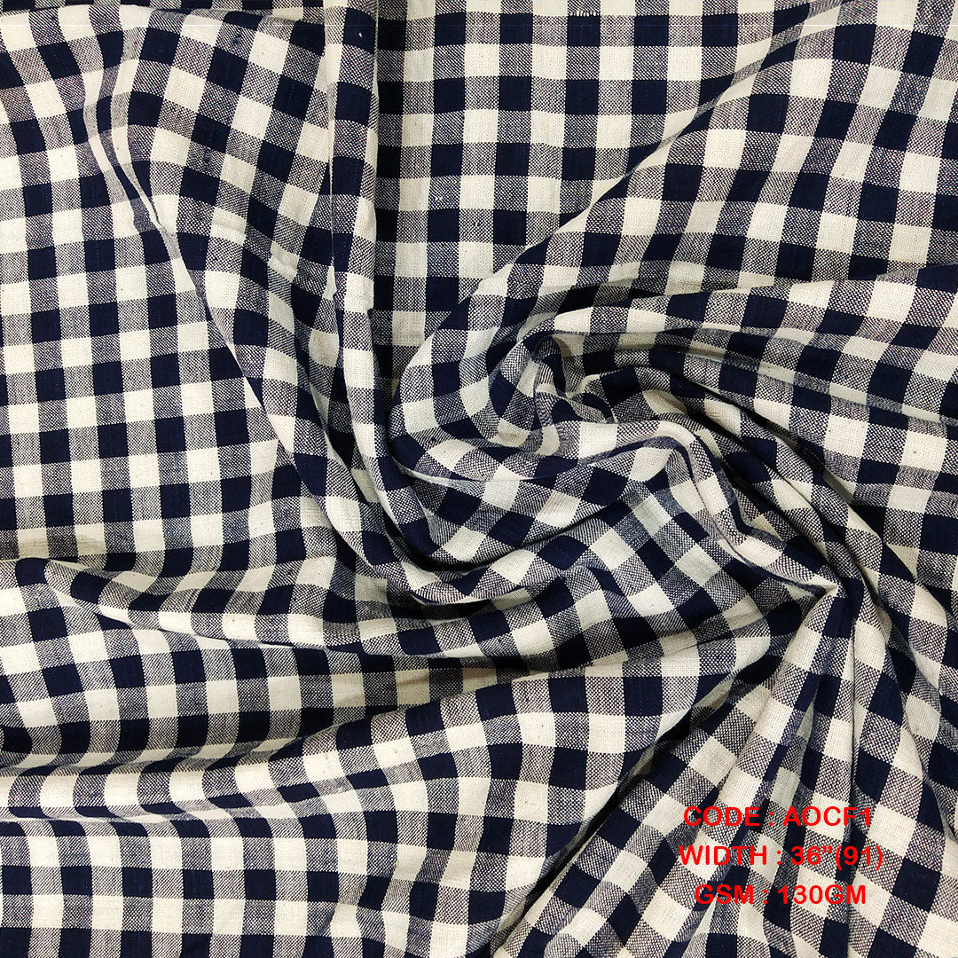 Adidev Textile HANDLOOM SMALL INDIGO CHECKS FABRICS ( 130 GSM AOCF1 )