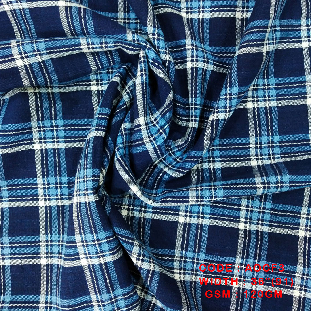 Adidev Textile HANDLOOM SQURE INDIGO CHECKS FABRICS ( 120 GSM AOCF3 )
