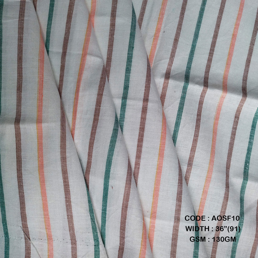 Adidev Textile NATURAL STRIPES: WHITE & MULTY (GREEN 130 GSM AOSF10 )