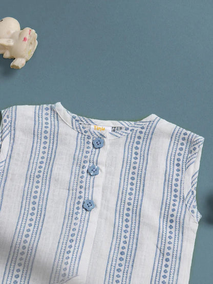 Tiny Tiggy 100% Cotton Baby Boy Outfit Set – Adorable Striped Sleeveless Shirt & Shorts