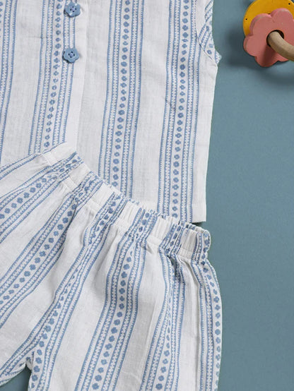 Tiny Tiggy 100% Cotton Baby Boy Outfit Set – Adorable Striped Sleeveless Shirt & Shorts