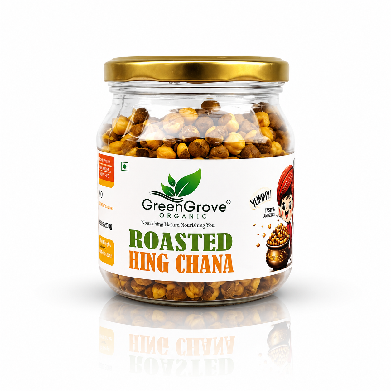 GreenGrove Organic Roasted Hing Chana (200 GM) (PACK OF 2)