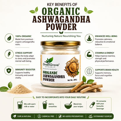 GreenGrove Organic Ashwagandha Powder (200 GM)