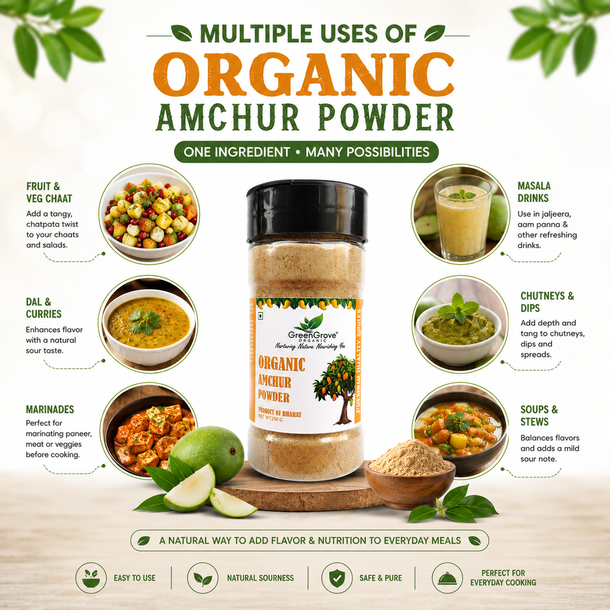 GreenGrove Organic Amchur Powder (250 GM) (PACK OF 2)