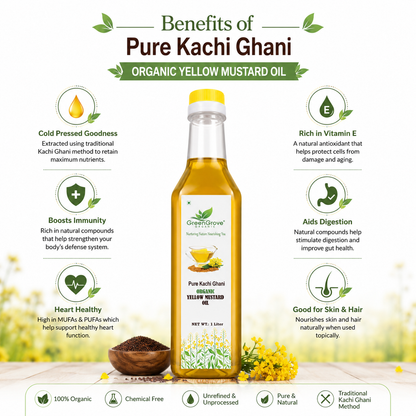 GreenGrove Organic Yellow Mustard Oil (1 L)
