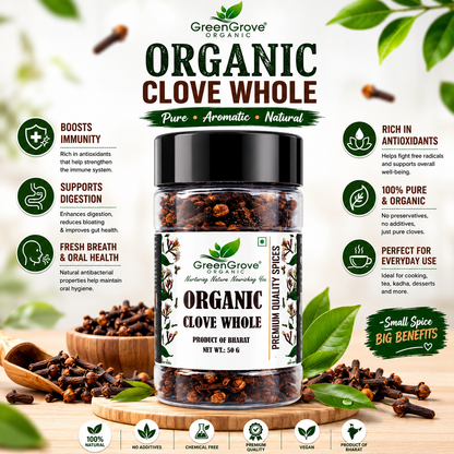 GreenGrove Organic Clove Whole (50 GM) (PACK OF 2)