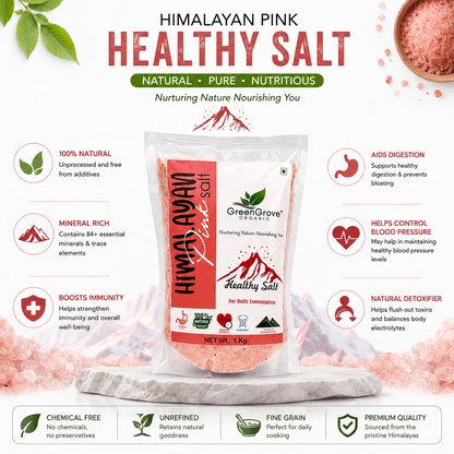 GreenGrove Himalyan pink salt (1  KG) (PACK OF 2)