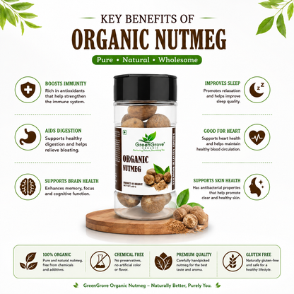 GreenGrove Organic Nutmeg (60 GM) (PACK OF 4)