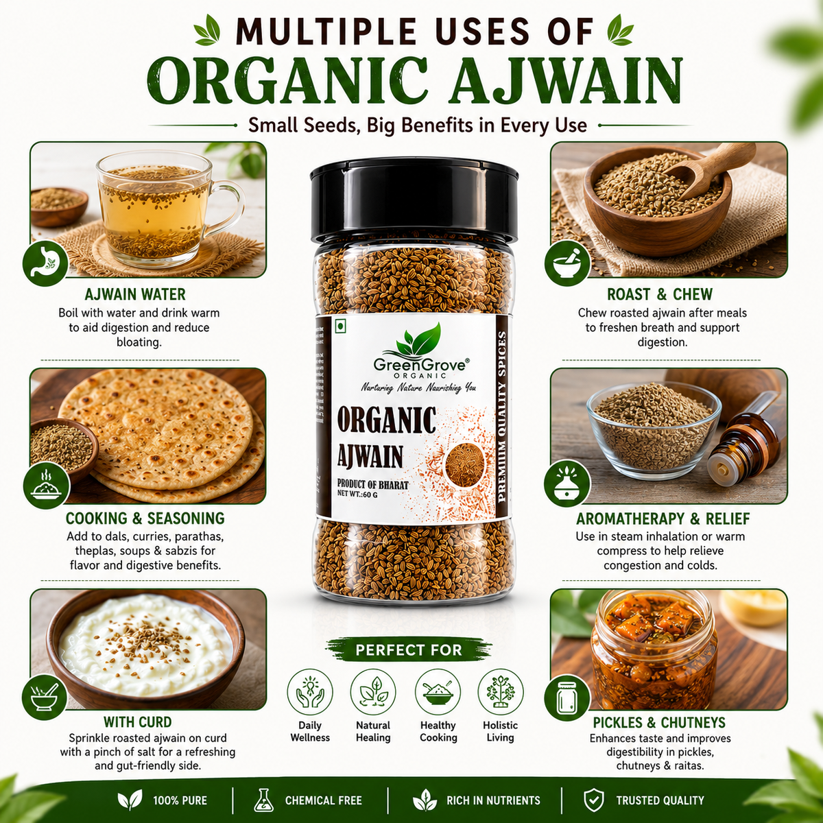 GreenGrove Organic Ajwain (60 GM)
