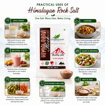 GreenGrove Organic Himalyan Rock Salt (500 GM) (PACK OF 4)