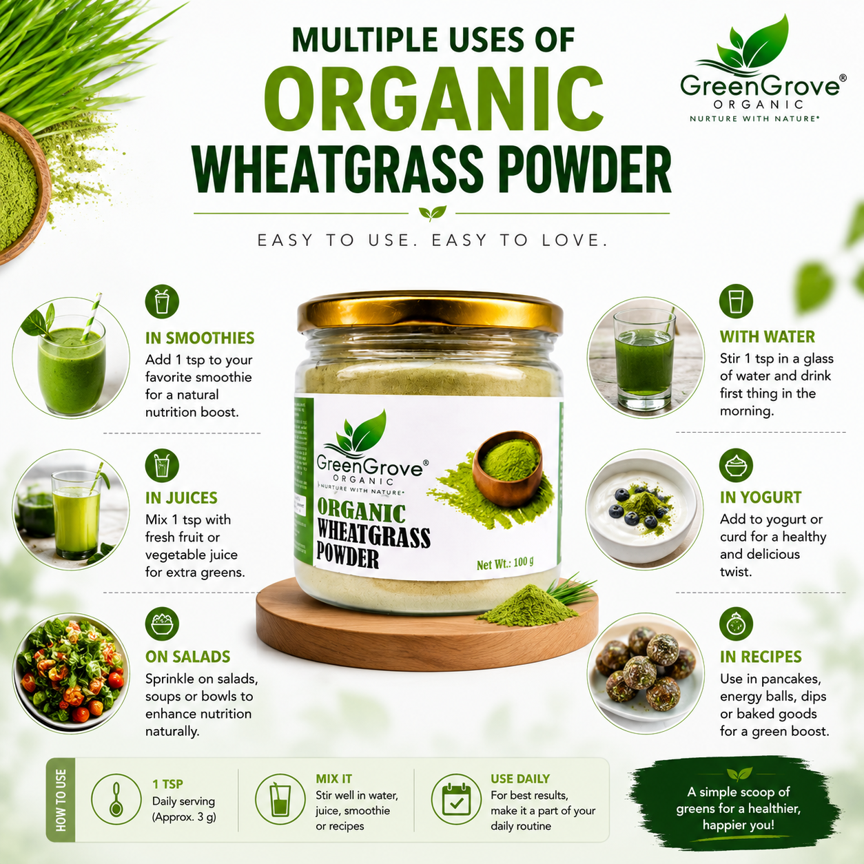 GreenGrove Organic Wheatgrass powder (150 GM)