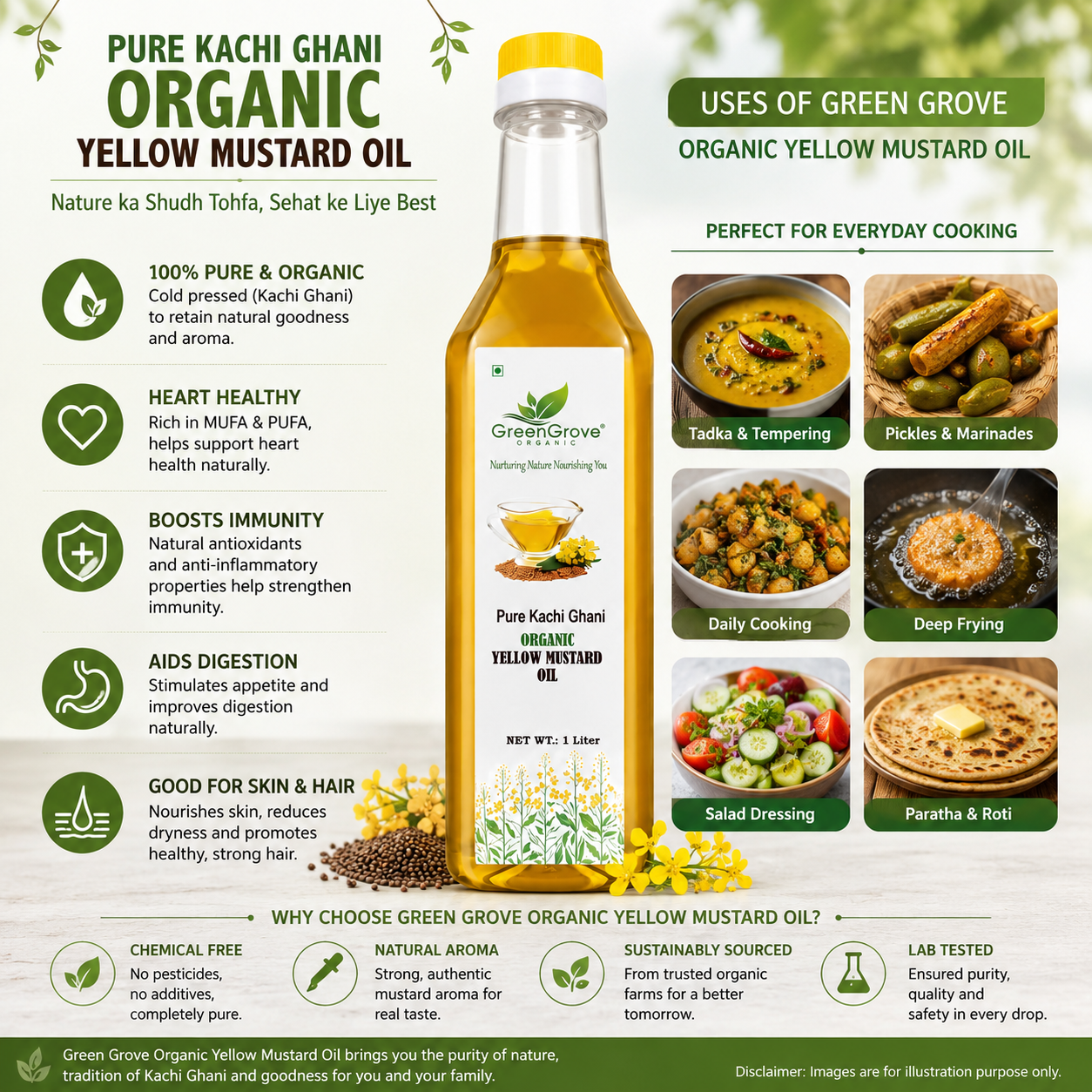 GreenGrove Organic Yellow Mustard Oil (1 L)