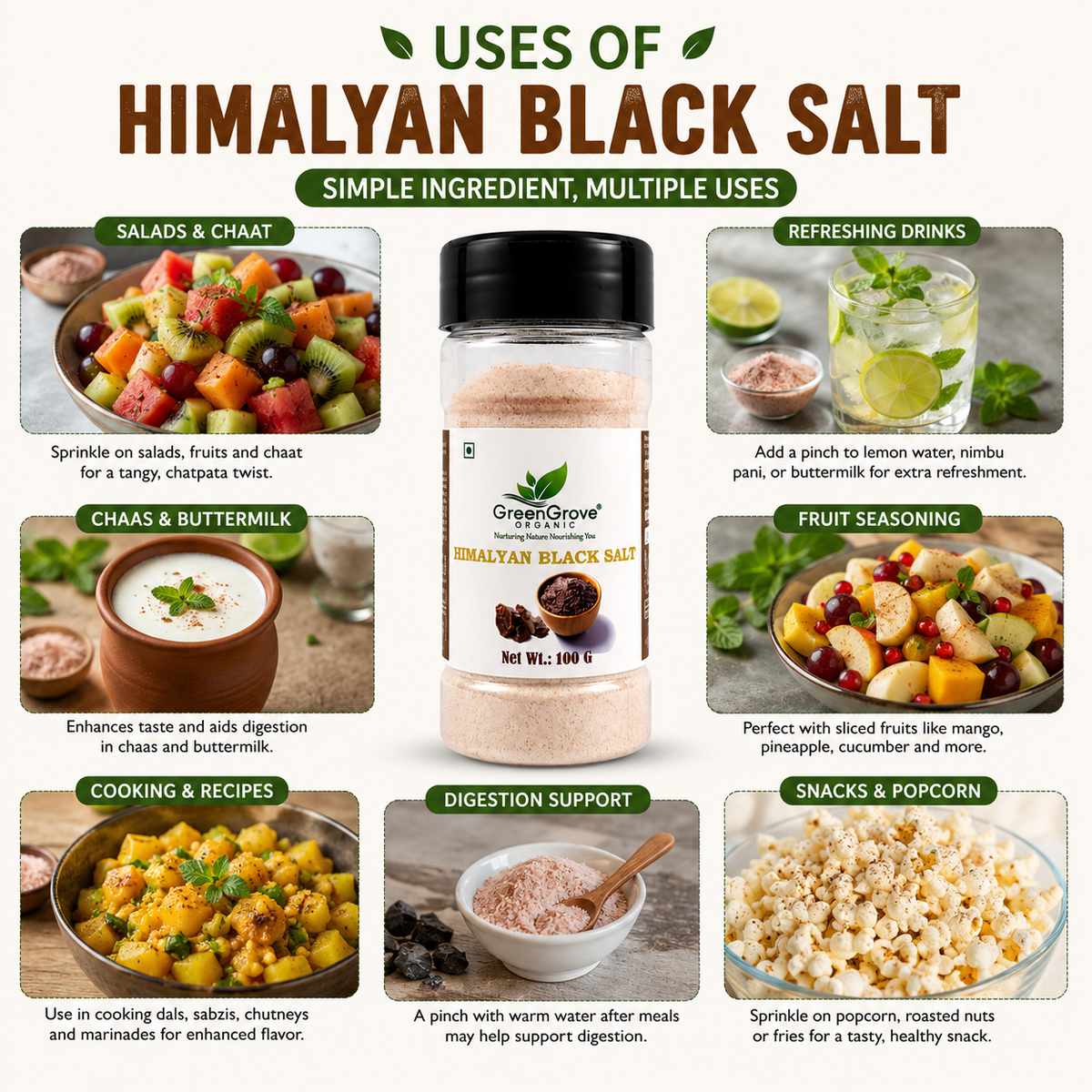 GreenGrove Himalyan Black Salt (100 GM) (PACK OF 3)