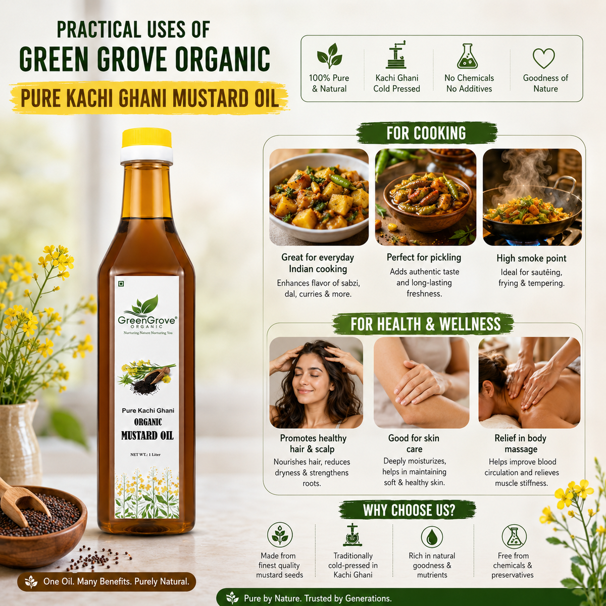 GreenGrove Organic Black Mustard Oil (1 L)