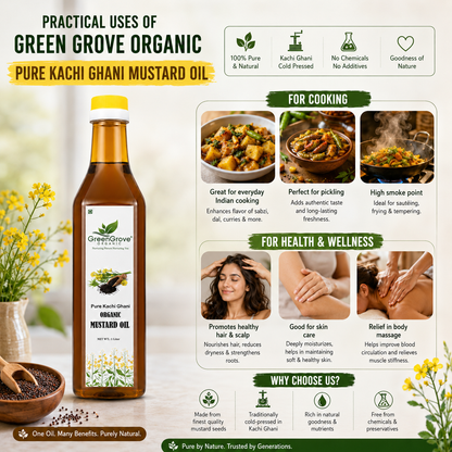 GreenGrove Organic Black Mustard Oil (1 L)