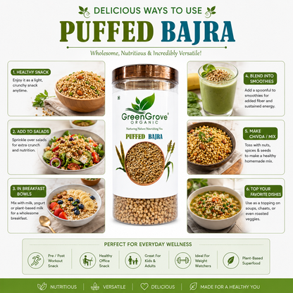 GreenGrove Organic Puffed Bajra (100 GM) (PACK OF 2)
