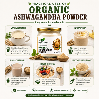 GreenGrove Organic Ashwagandha Powder (200 GM)