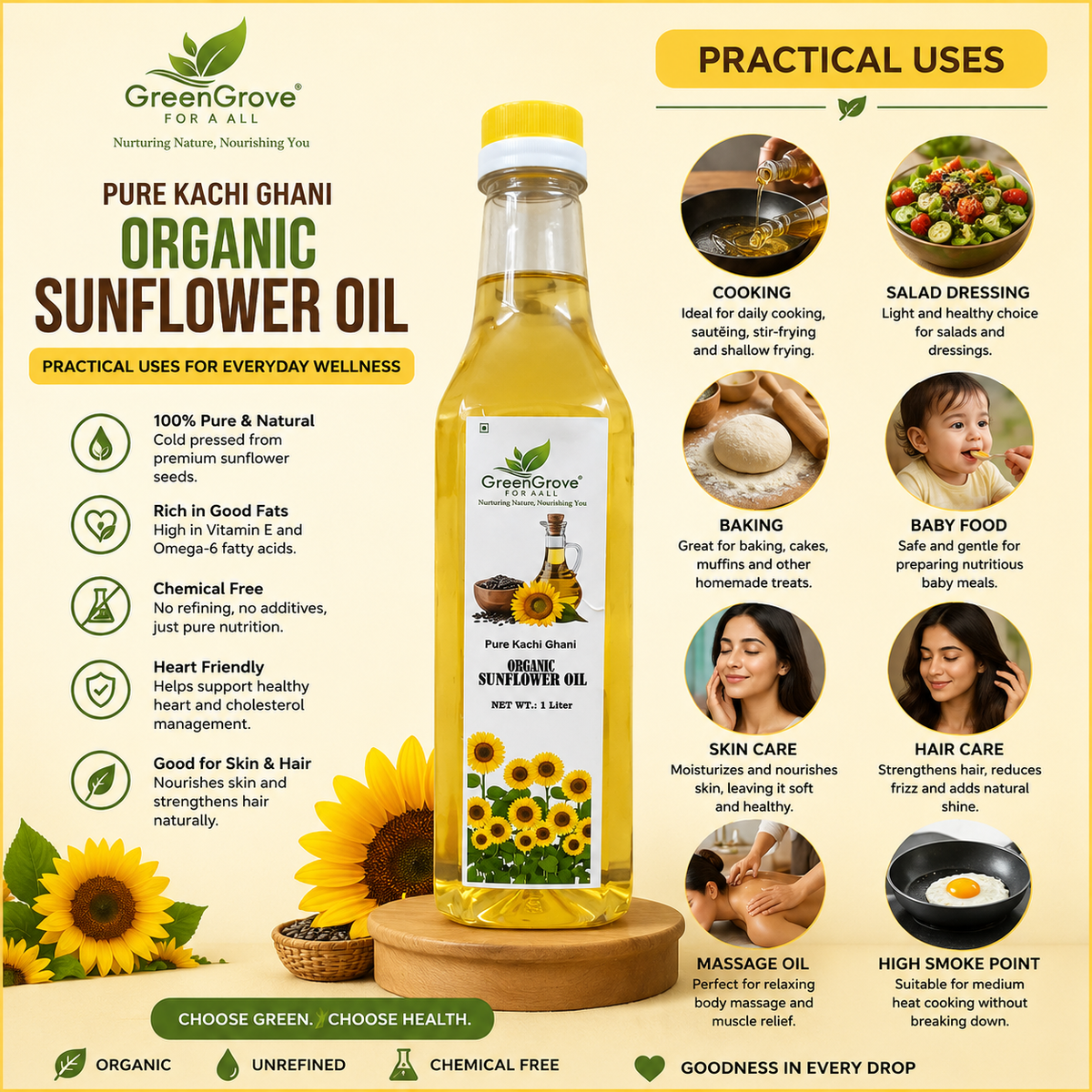 GreenGrove Organic Sunflower Oil (1 L)