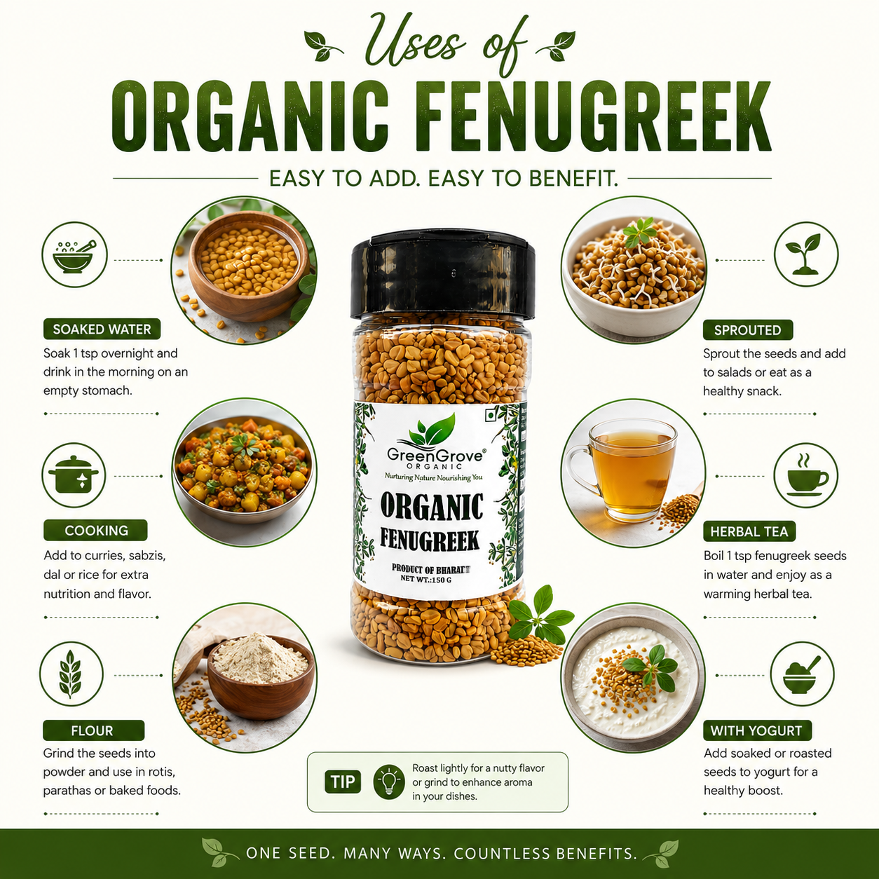 GreenGrove Organic Fenugreek (150 GM) (PACK OF 4)