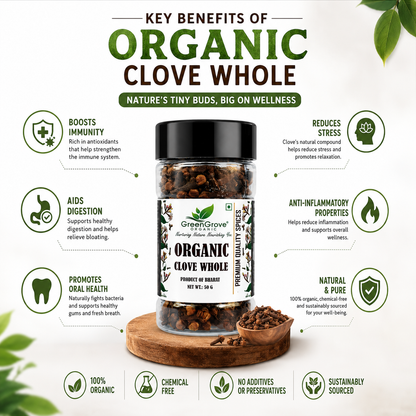 GreenGrove Organic Clove Whole (50 GM) (PACK OF 2)