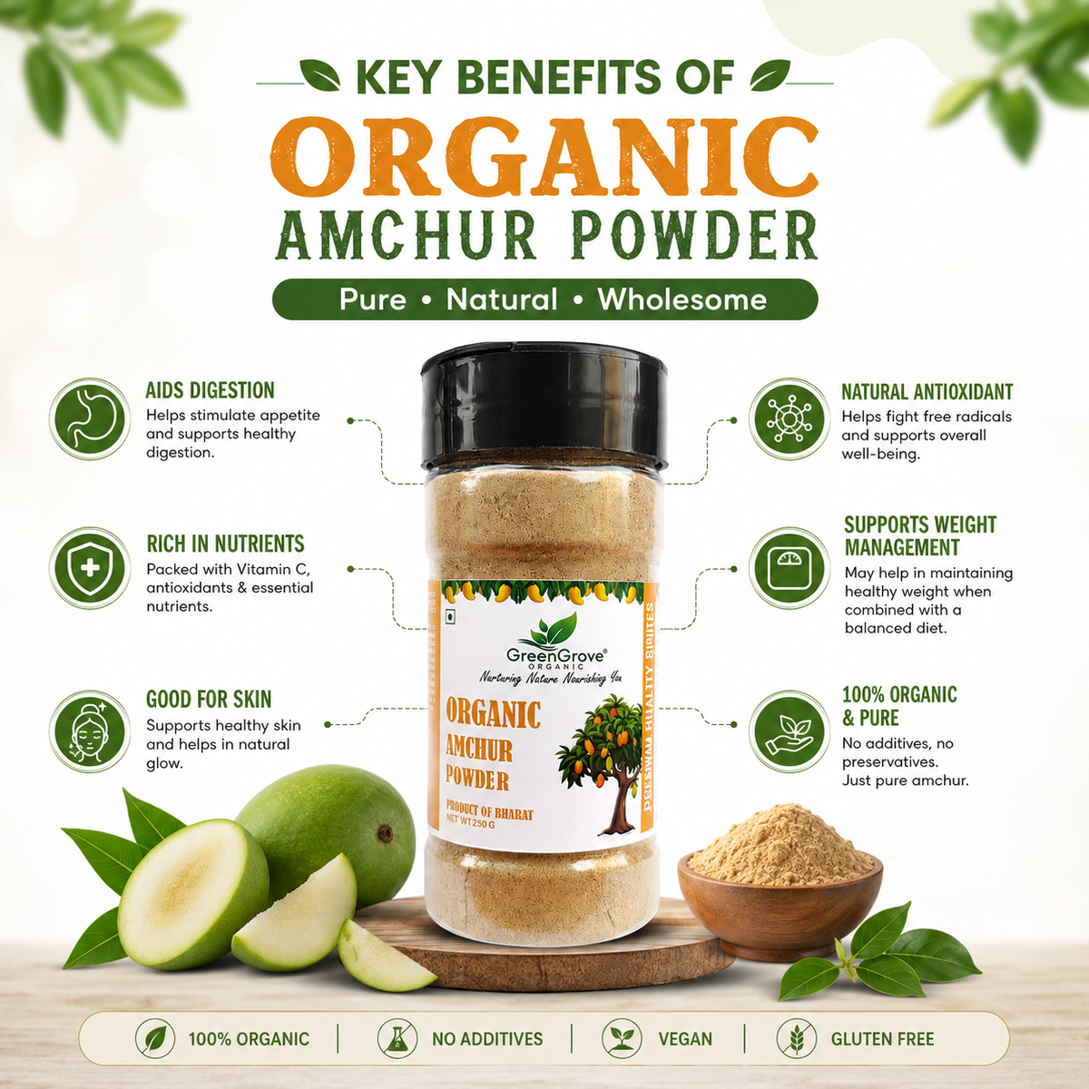 GreenGrove Organic Amchur Powder (250 GM) (PACK OF 2)