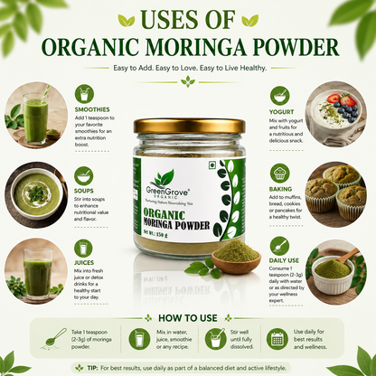 GreenGrove Organic Moringa Powder (150 GM) (PACK OF 2)