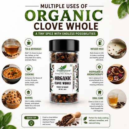 GreenGrove Organic Clove Whole (50 GM) (PACK OF 2)