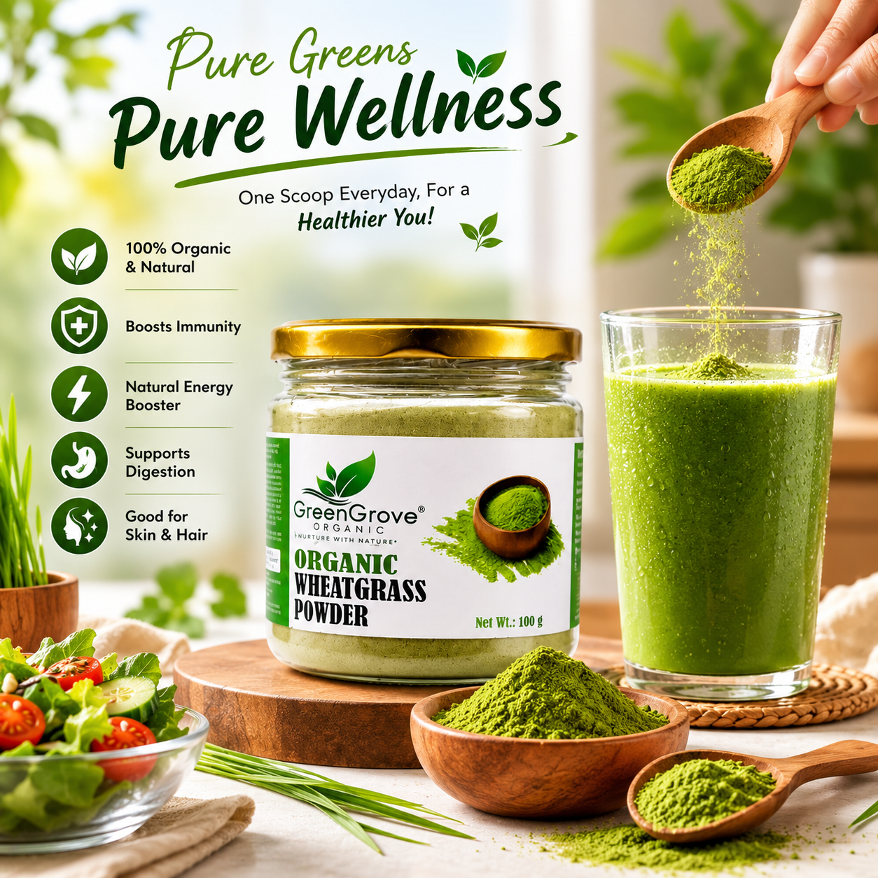 GreenGrove Organic Wheatgrass powder (150 GM)